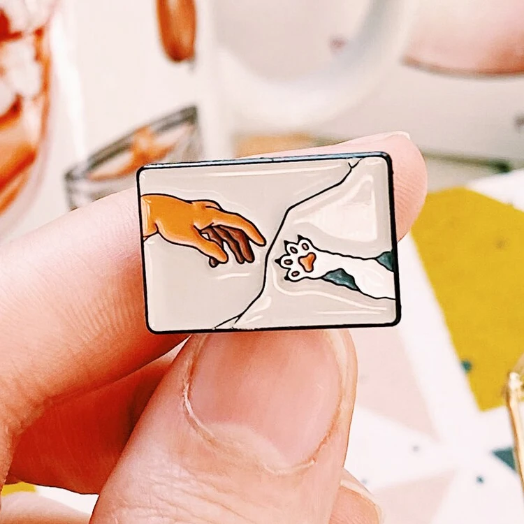 Wholesale Custom Cheap Metal Cute Anime People and Pets Cat Pad Soft Enamel Company of Love Pin Lapel Badge