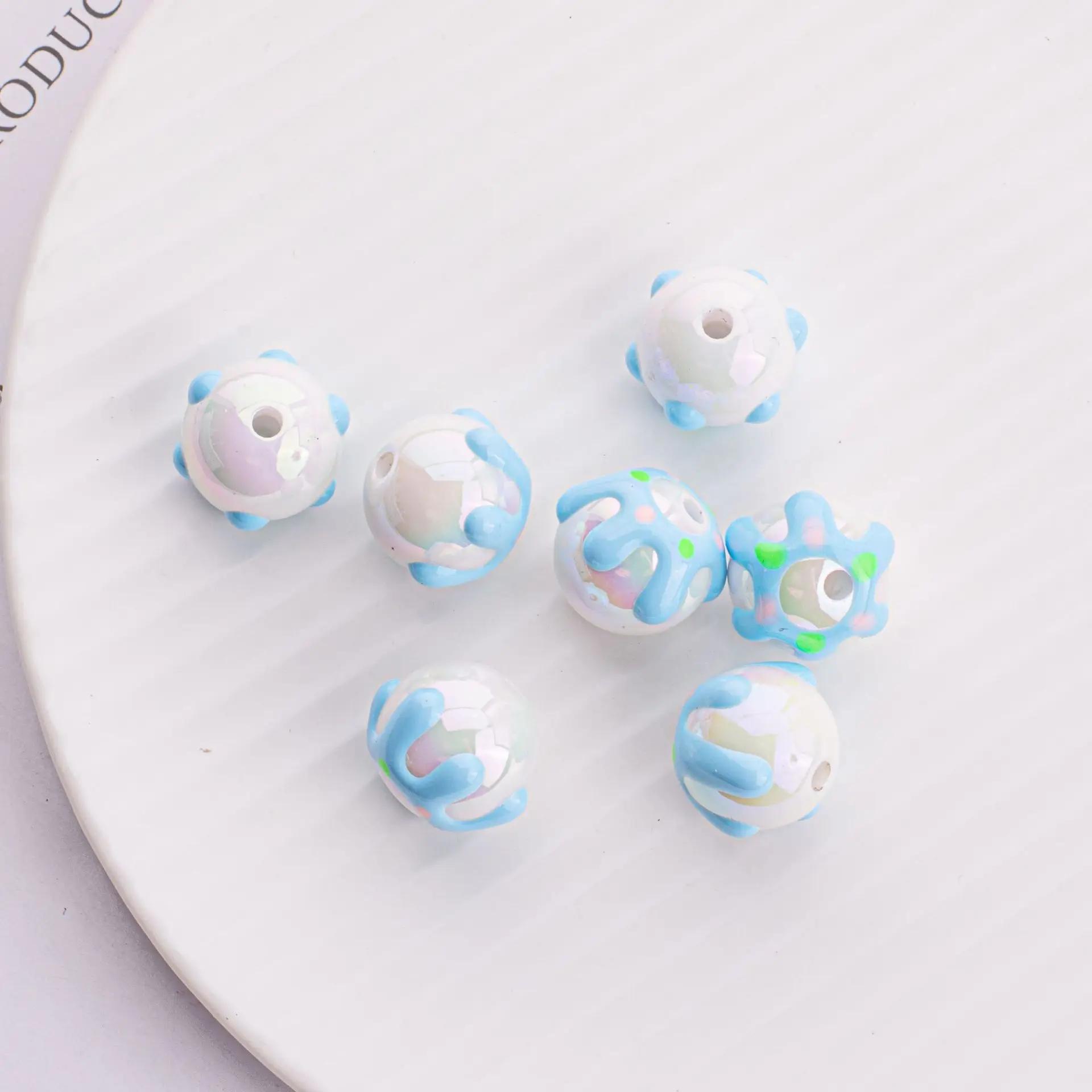 JC New design hand painted round beads 16mm manual drawing kawaii hand painted beads for jewelry making