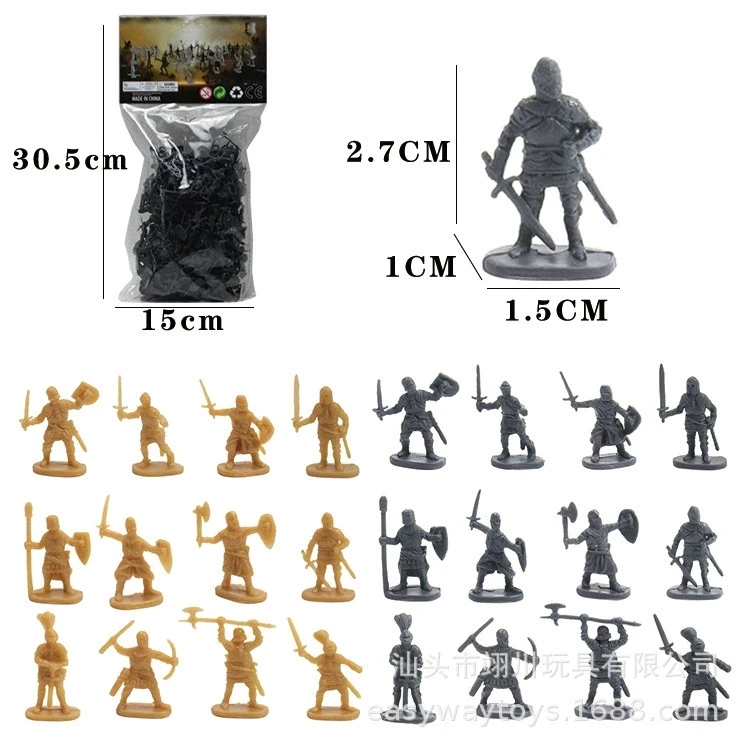 3 cm PE 200pcs 2colors Miniature Army Military Toy Figures Wholesale Ancient Roman Soldier Action Figures Set for play kids 5+