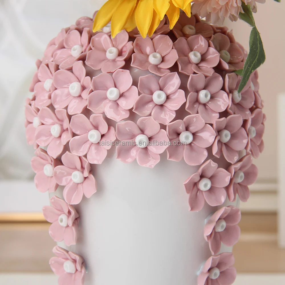 V135P Exquisite canton fair decor vase wedding centerpieces pink flower jar ceramic vase home decor porcelain manufacture