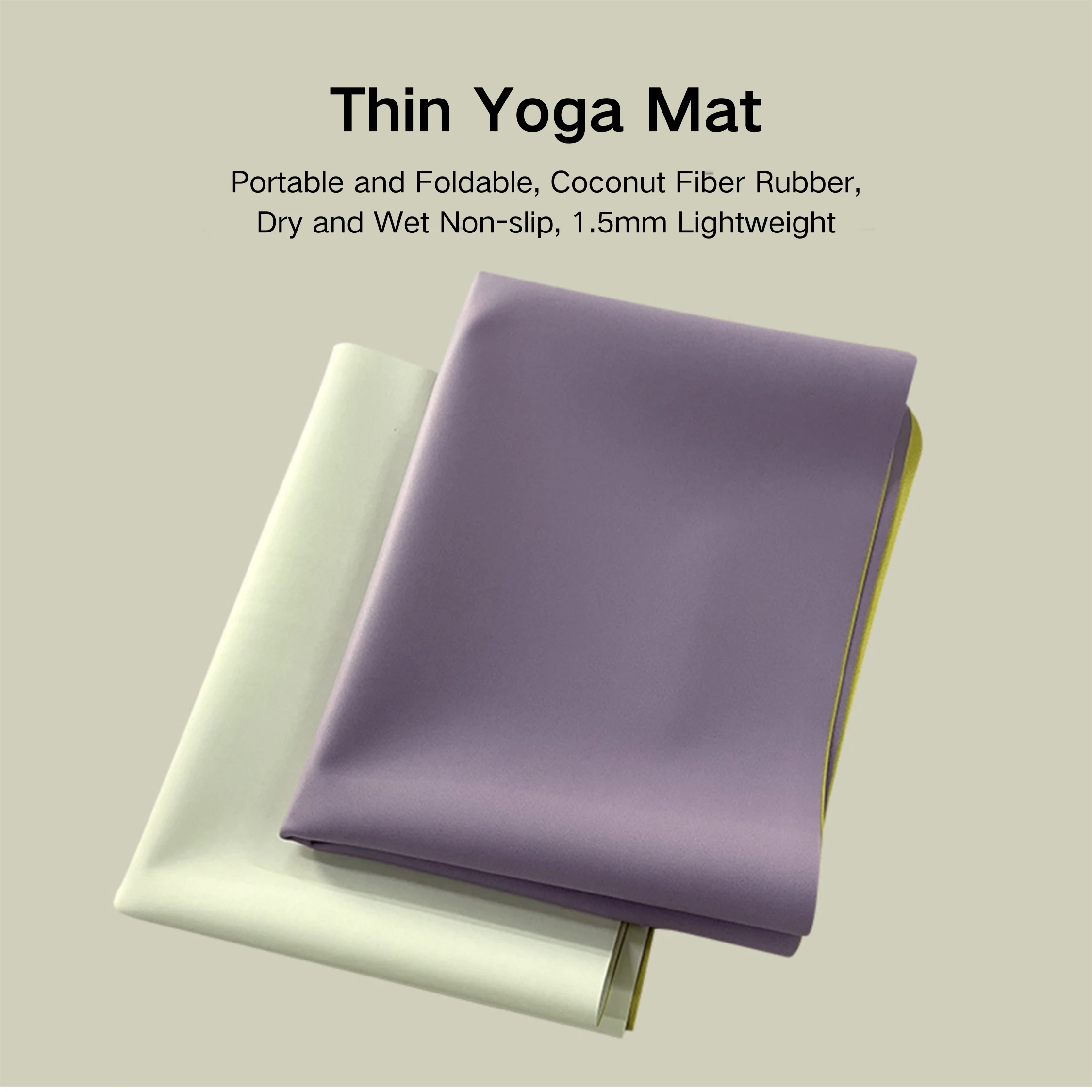 1.5mm Ultra-Thin High-Density PU Natural Rubber Yoga Mat, Portable and Foldable, Professional Non-Slip