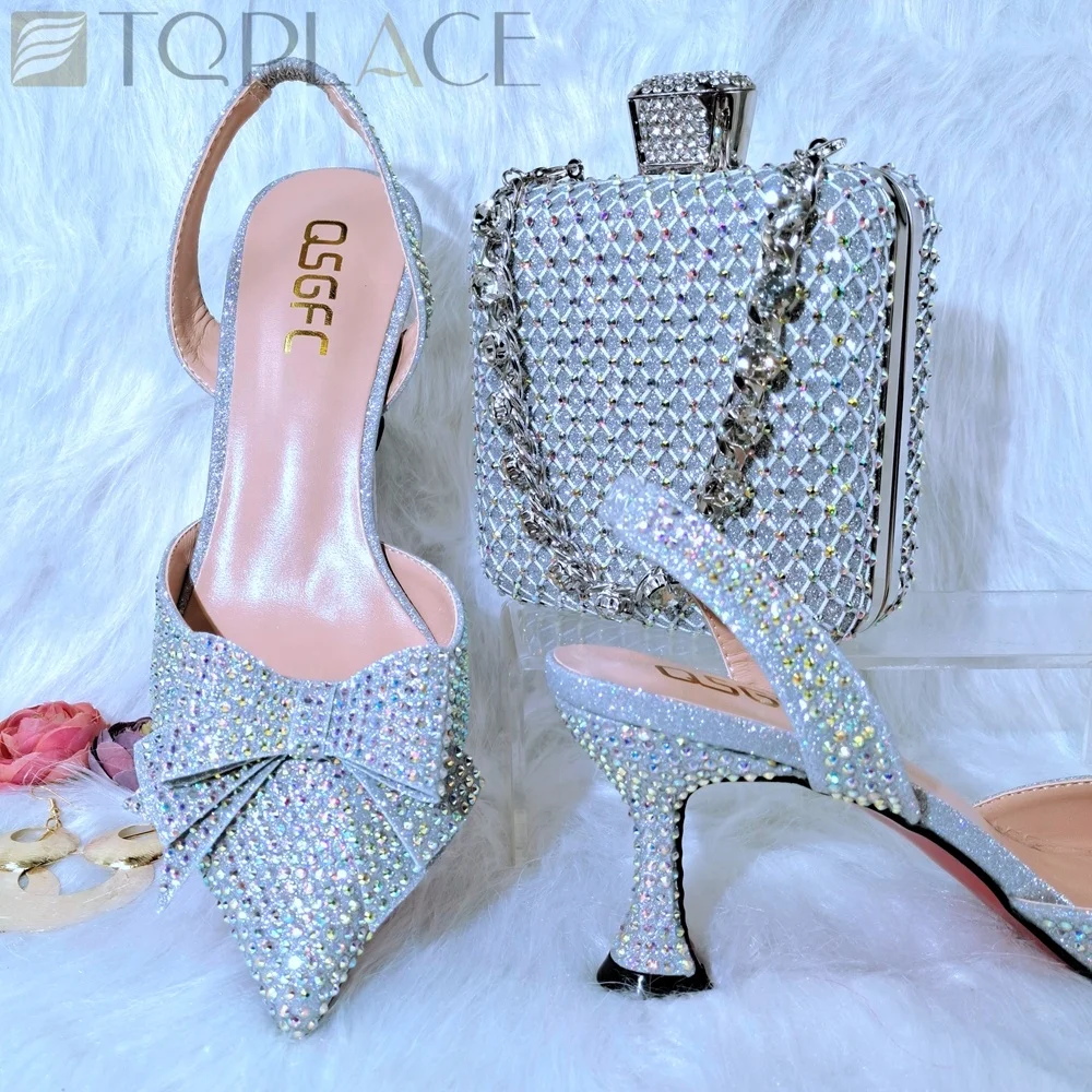 High Quality Design Shoes And Bags Pu Leather Rainbow Color Italian Shoes And Bag Set 2017