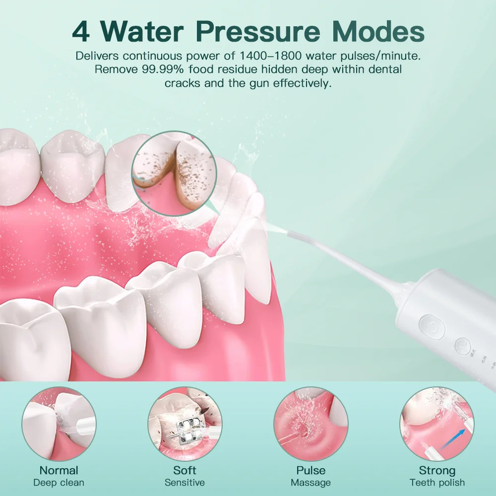 IPX7 Waterproof 4 Modes 320ML Rechargeable USB Charged Portable Water Flosser Cordless Oral Cleaner Dental Irrigator
