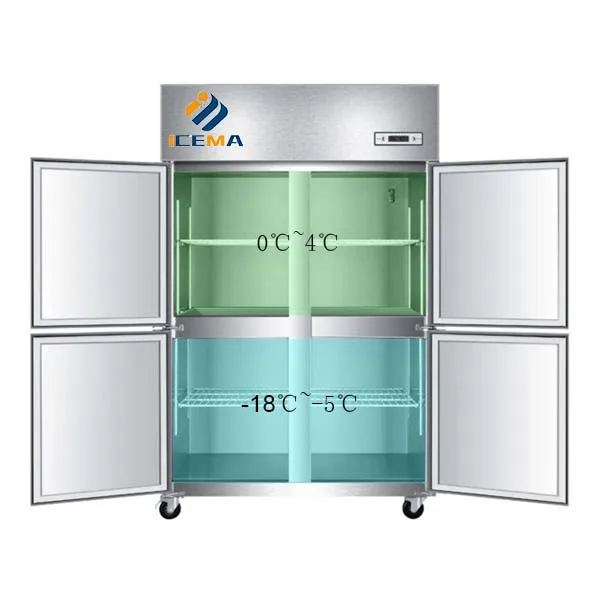 Высококачественный коммерческий бытовой небольшой 4-дверный холодильник с двойной температурой энергосберегающий