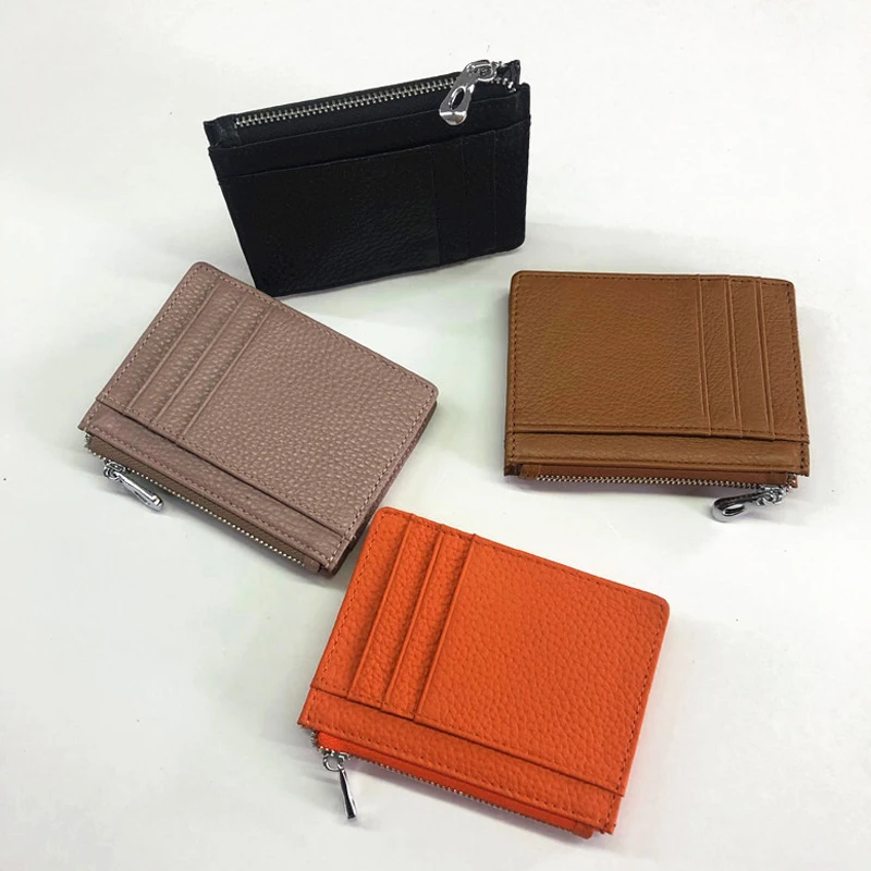 Genuine Leather Credit ID Card Holder Bank Card Sets Slim Men Women Short Rfid Mini Wallet