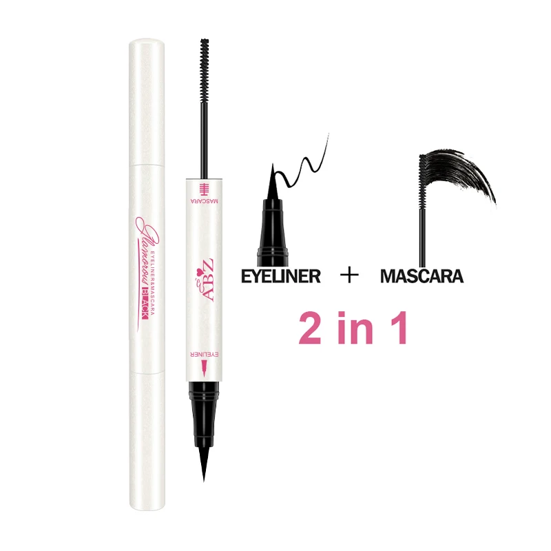 Ultra-fine Mascara Curl Thick Lengthening Eyelash Mascara Waterproof Non-smudge Fine Brush Mascara Eyeliner 2 in 1 Makeup