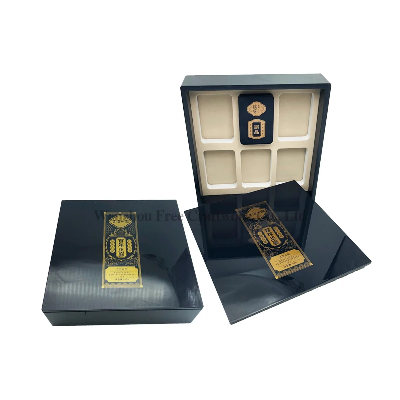 Роскошный Синий лак под заказ для пианино, деревянная коробка для выпечки чая, высококачественный лак MDF, чай Ramanda, праздничная коробка для даты