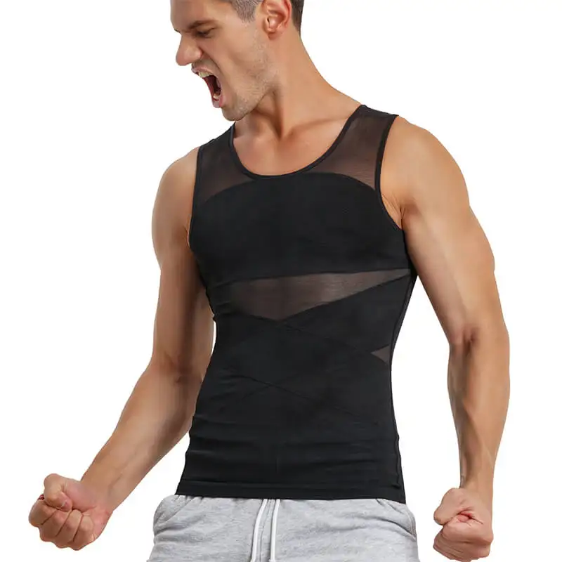 Mens Compression Slim Shirts for Body Shaper Slimming Vest Tight Tummy Underwear Tank Top Shapewear