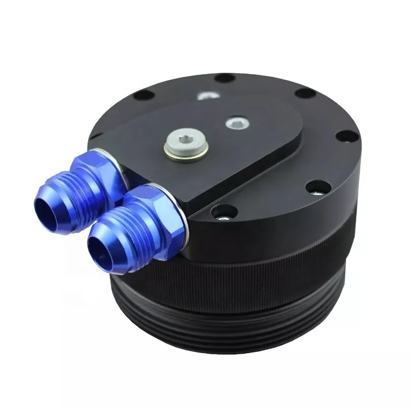 OEM CNC milled billet hard anodized aluminum oil cooler adapter