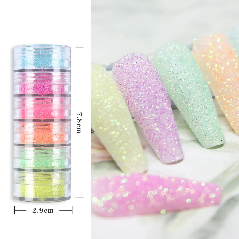 6 Colors Conjoined Bottled Cosmetic Festival Glitter Nail Sequins Powder for Nail Art Body and Crafts