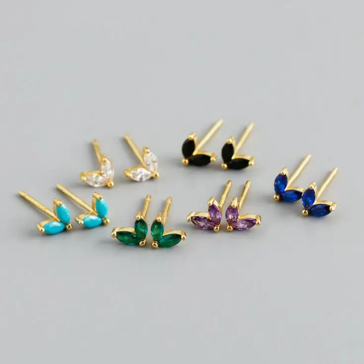 Luxury earrings studs round cubic zirconia bezel setting diamond 925 gold plate piercing woman earrings jewelry