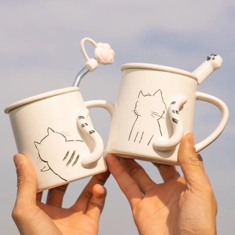 Manufacturer Custom Mug Personality Trend Ceramic with Lid Cute Creative Home Office Boy and Girl Couple High Quality Cartoon