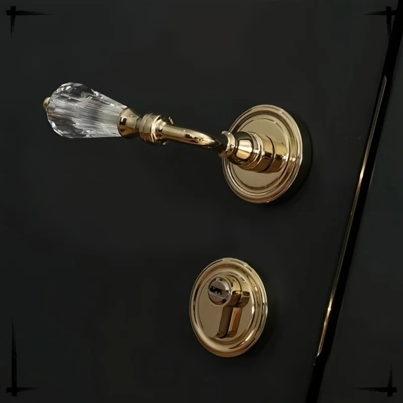 Italian handle hot selling Brass Door handle with Crystal Classical design hour glass shaped handgrip