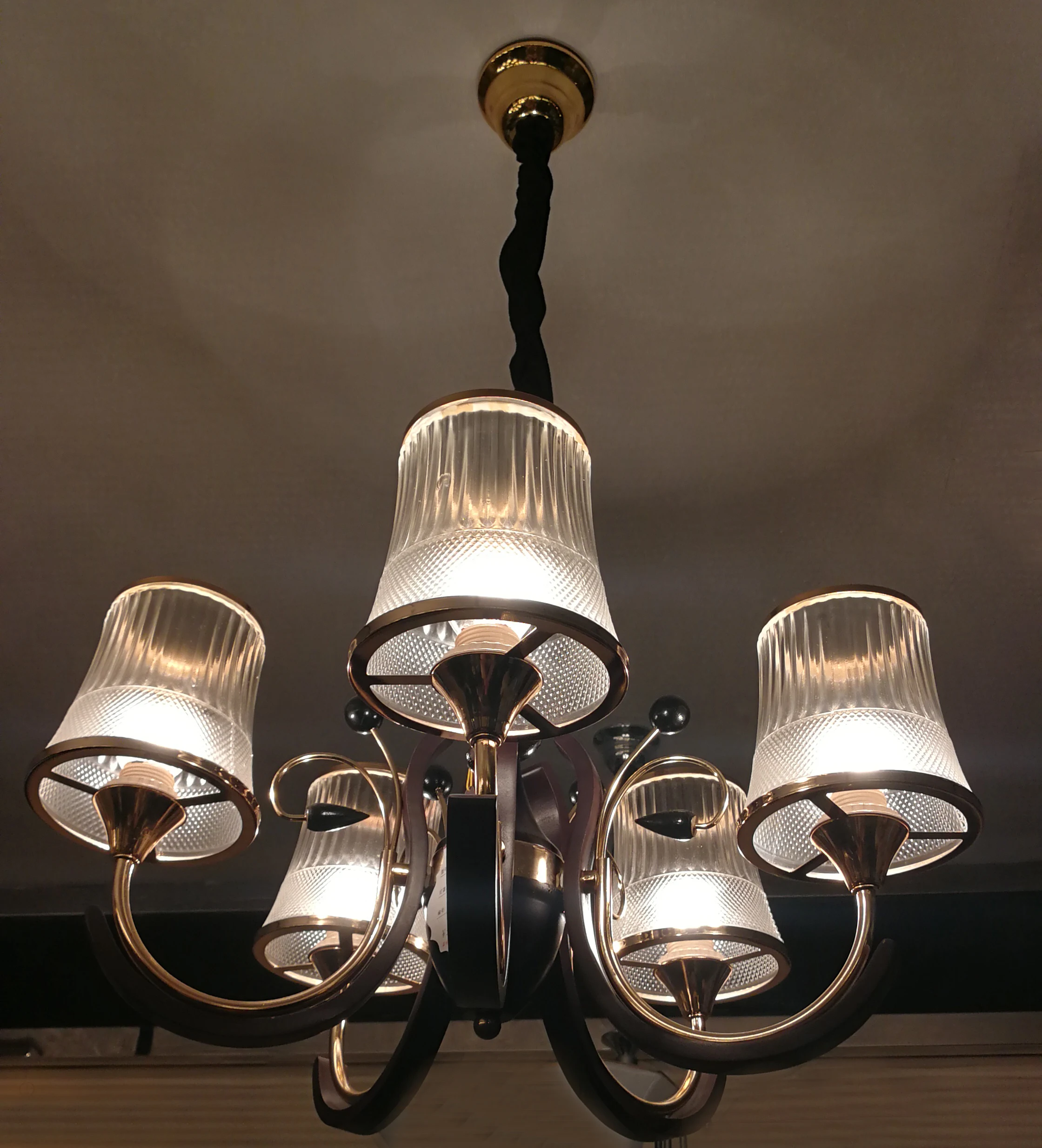 Modern metal arms and wood chandelier,new residential chandelier & pendant light (FX7110-5)