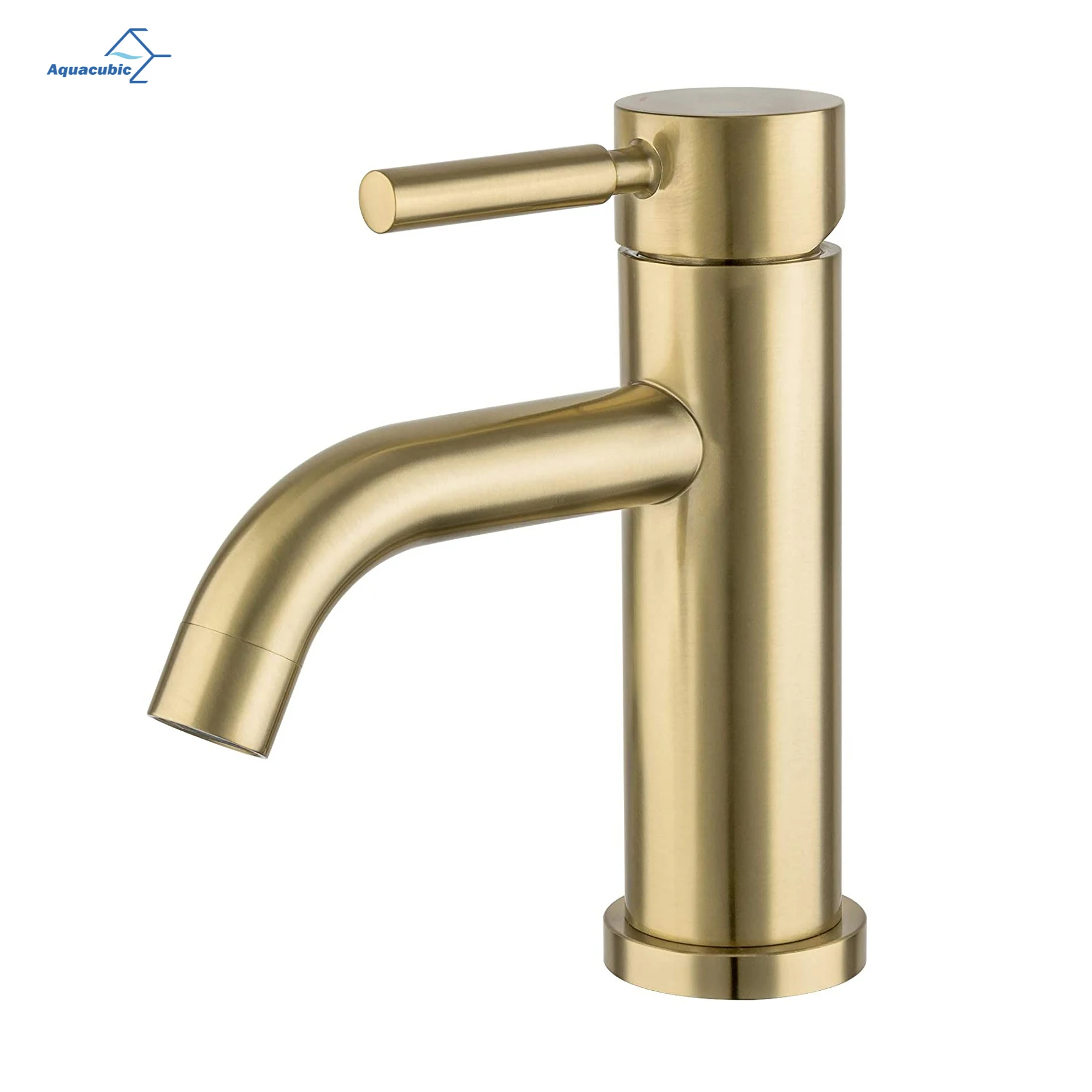 Aquacubic new design high quality single handle deck mounted chromed brass bathroom wash basin faucet