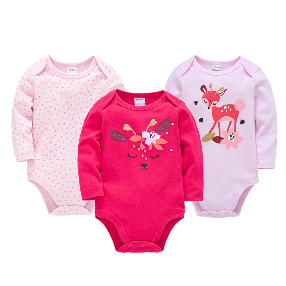 Spring Baby Girls Bodysuit 3 Pcs/lot Long Sleeve Newborn 100% Cotton 0-24 Months Infant Clothes Cute Design Costume