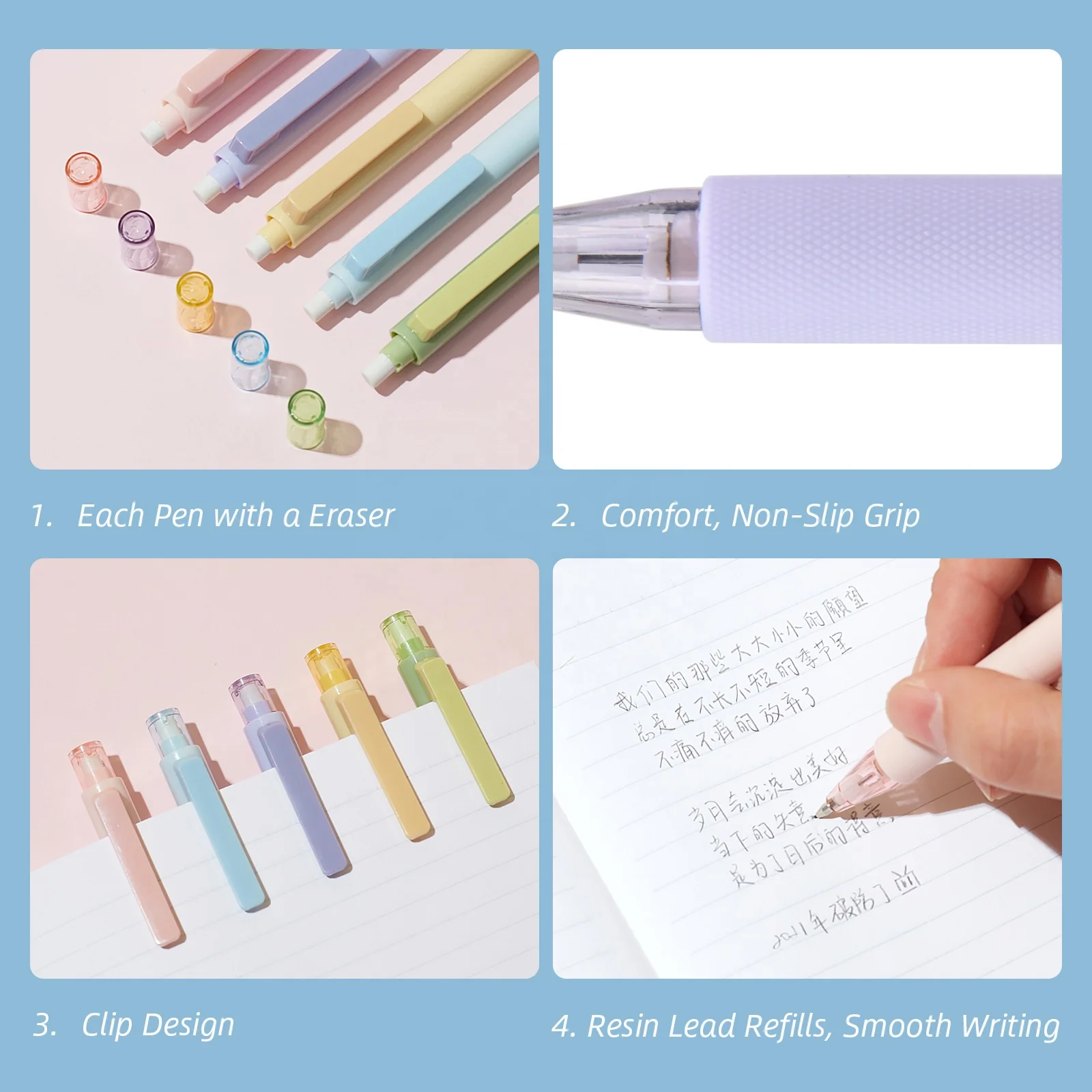 KACO TURBO Green Color Barrel Mechanical Pencils, Cute Pastel Pencils 0.5mm with 1 Tube HB Lead Refills