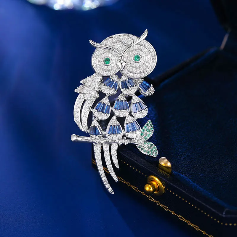 XILIANGFEIZI High-end sense of niche accessories corsage women fixed suit pin Creative design sense owl brooch accessories