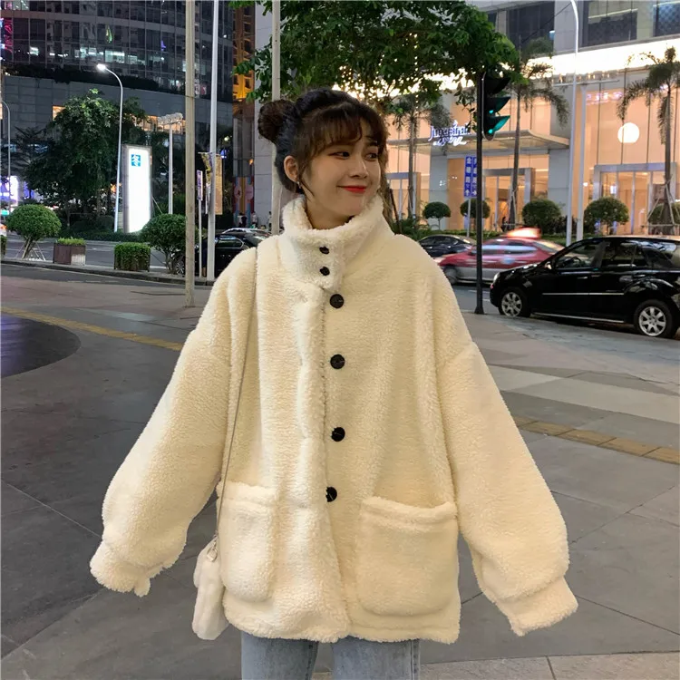 
Pregnant women wear autumn/winter lamb wool hoodie coat female autumn/winter loose versatile with fleece thickened warm jacket 