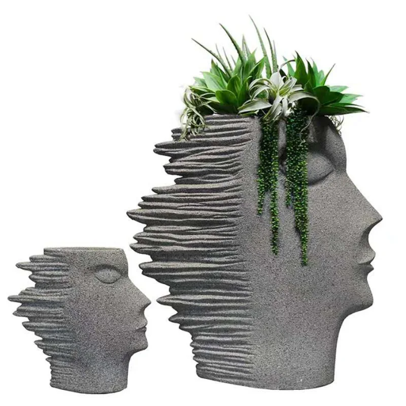 Nordic art style face planter large outdoor flower pot Vertical Garden pot planters fiberglass planter