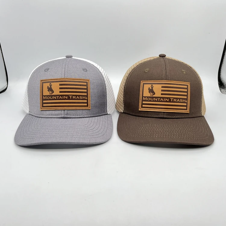 Custom Trucker Mesh Cap With Leather Pather
