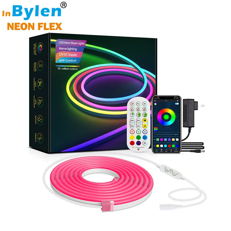 Manufacturer smart led flexible strip 5050 rgb waterproof IP67 3m 5m led neon flex rope light