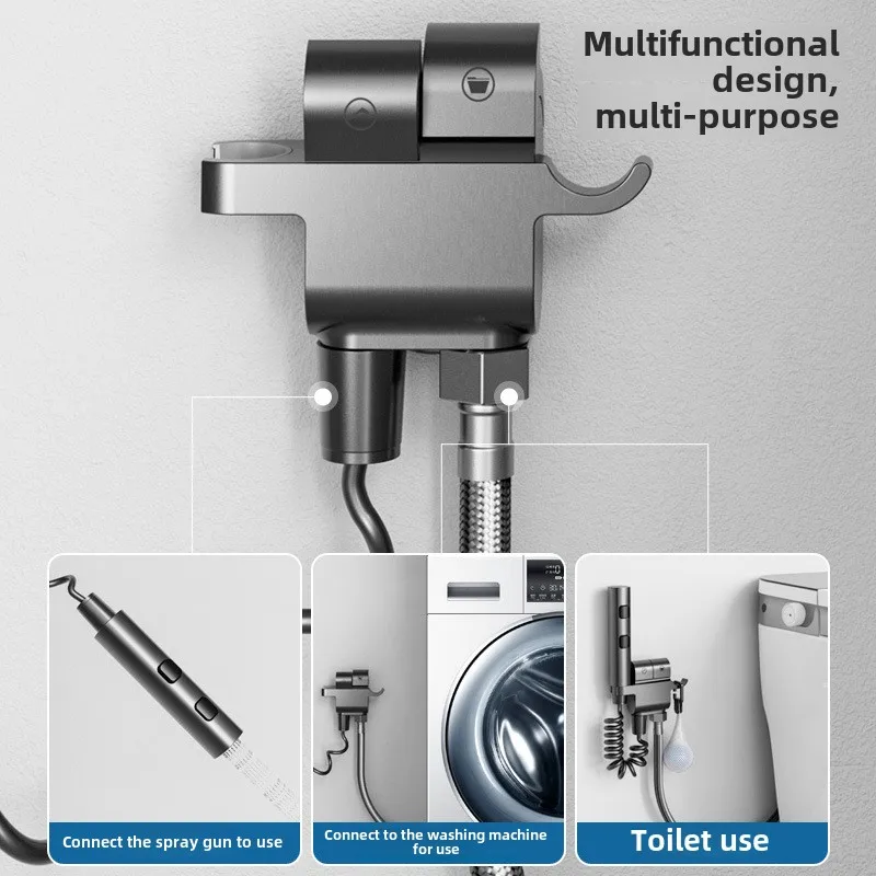 All-Copper High-Pressure Toilet Spray Gun Stainless Steel Bidet Flusher Companion for Household Bathroom Cleaning One in Two out
