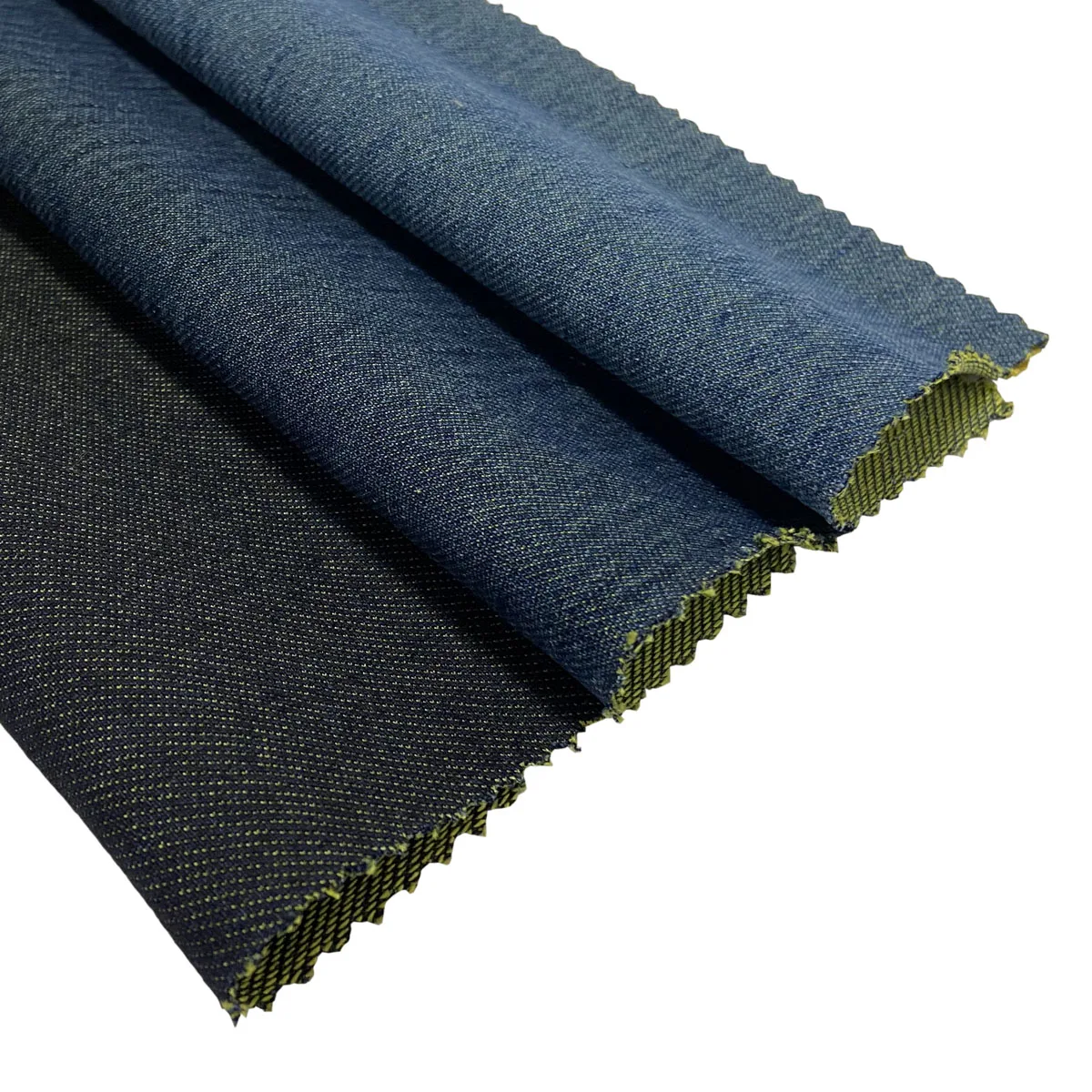 
Смеси спандекса и ПП саржевая трикотажная джинсовая желтая джинсовая ткань сзади 