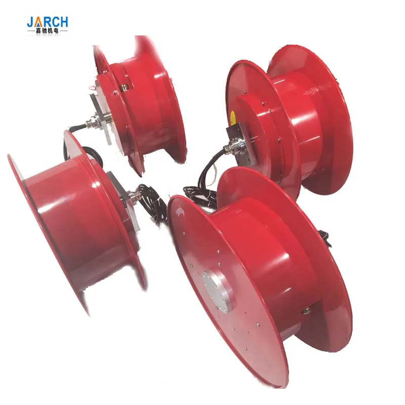 Industrial electric steel spring automatic retractable cable reel with slip ring