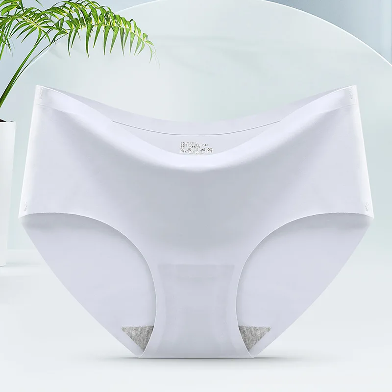 ladies one piece seamless mid waist underwear panties ladies panty woman soft seamless brief ice silk underwear