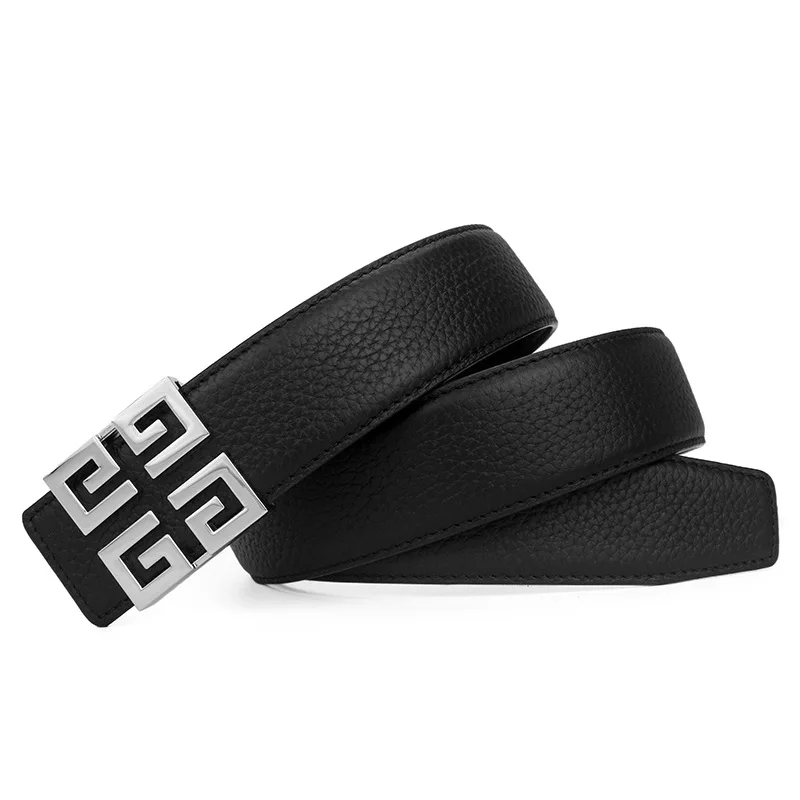 Vintage 38MM Black Brown Cow Hide Genuine Leather Belt For Men With Luxury Square Alloy Buckles