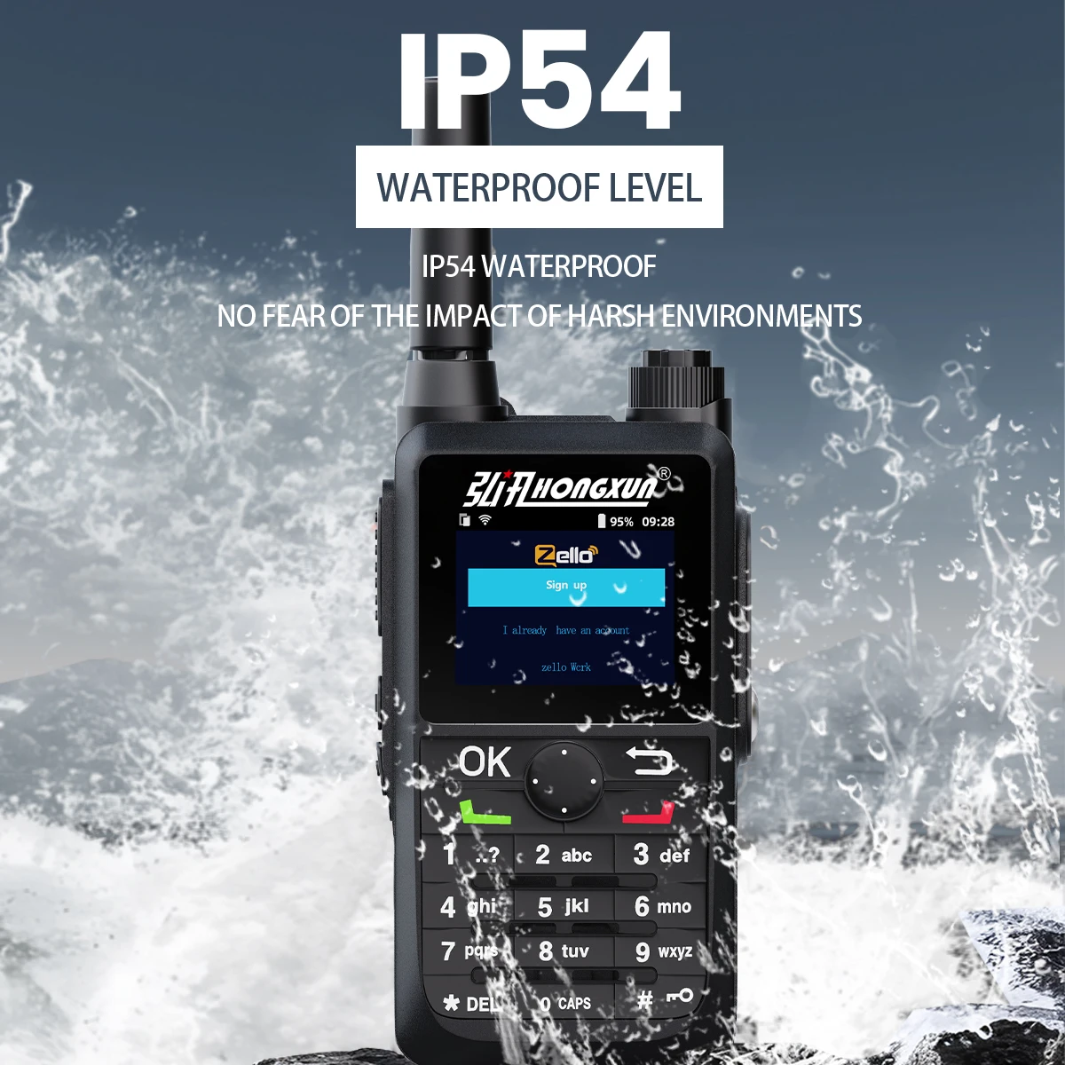 Android Zello Walkie-Talkie 5000km Ran 4G LTE POC Network GPS Handheld Two-Way FM Modulated Radio Waterproof 50km WiFi Advantas