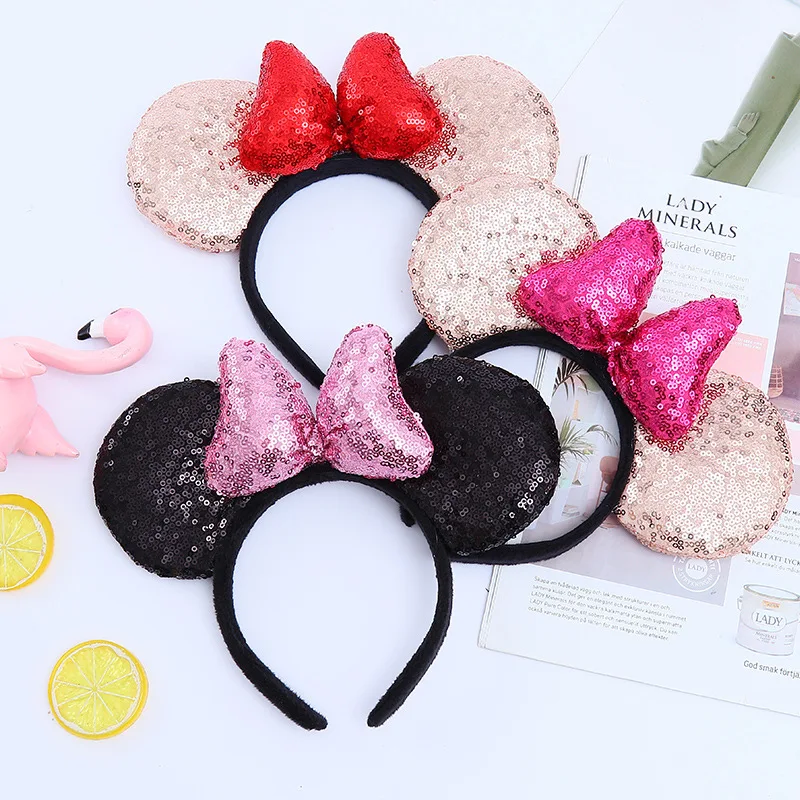 Happy Birthday Party Headpiece Cartoon Mouse Big Wave Point Ear Hair Band Bow Mickey Headband