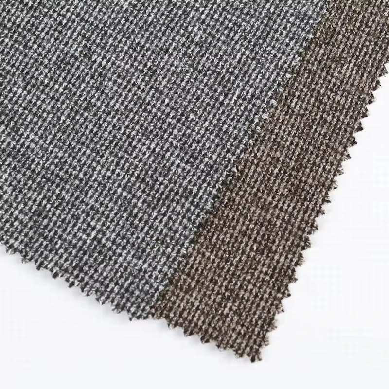 TR 345GSM small check grey polyester elastic knitted tweed fabric for coat