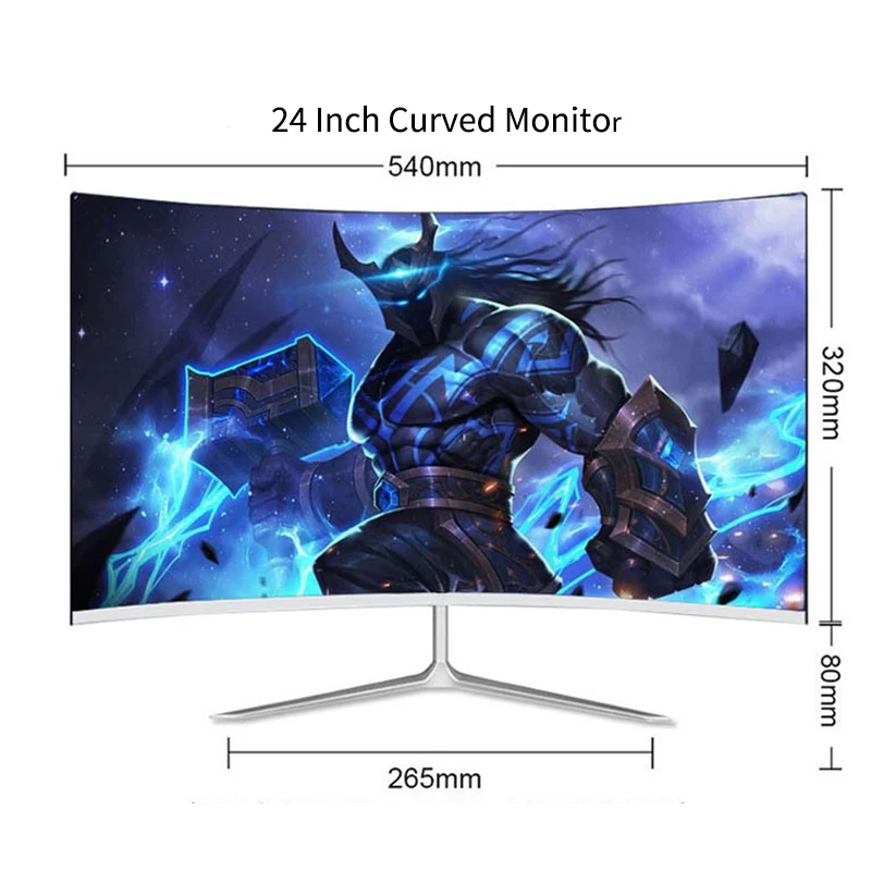 White color 24 inch 1080p curved design 75hz gaming monitor with High-definition multimedia interface