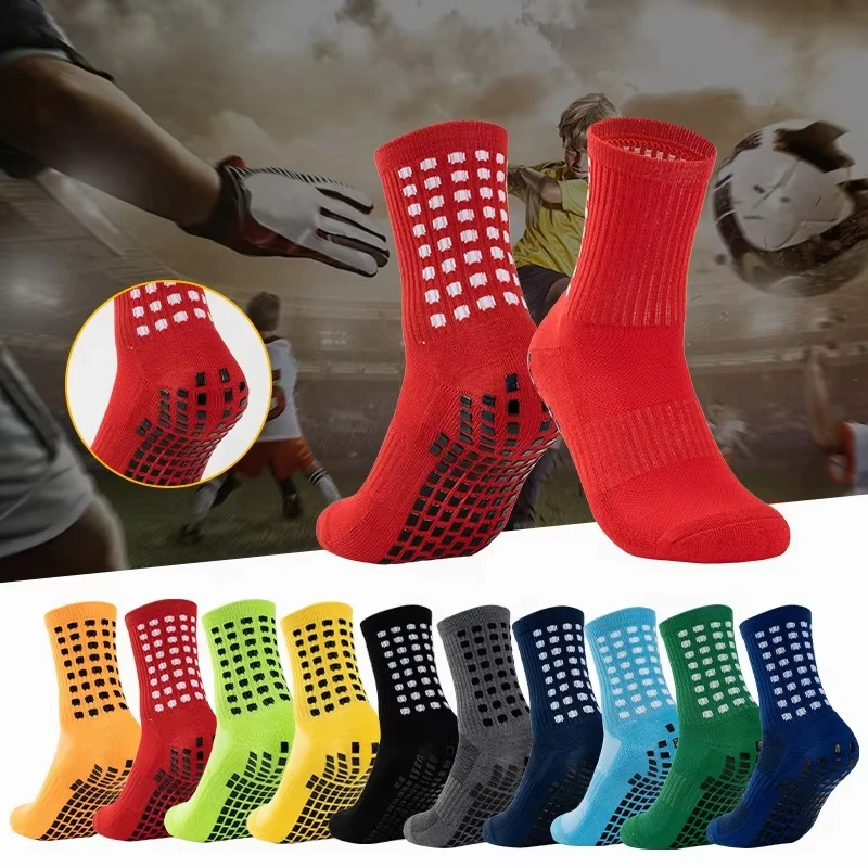 Breathable Custom Colorful Non-skid Anti Sip Outdoor Socks Athletic Crew Grip Football Socks for Soccer