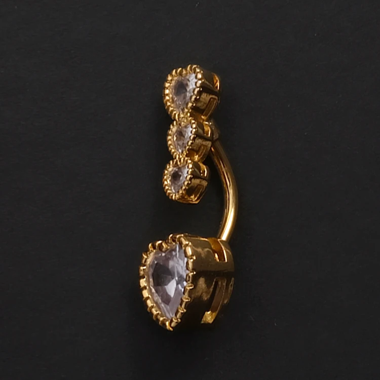 14G Stainless Steel Belly Button Rings Navel Rings Love Heart Clear Piercing Jewelry Ring