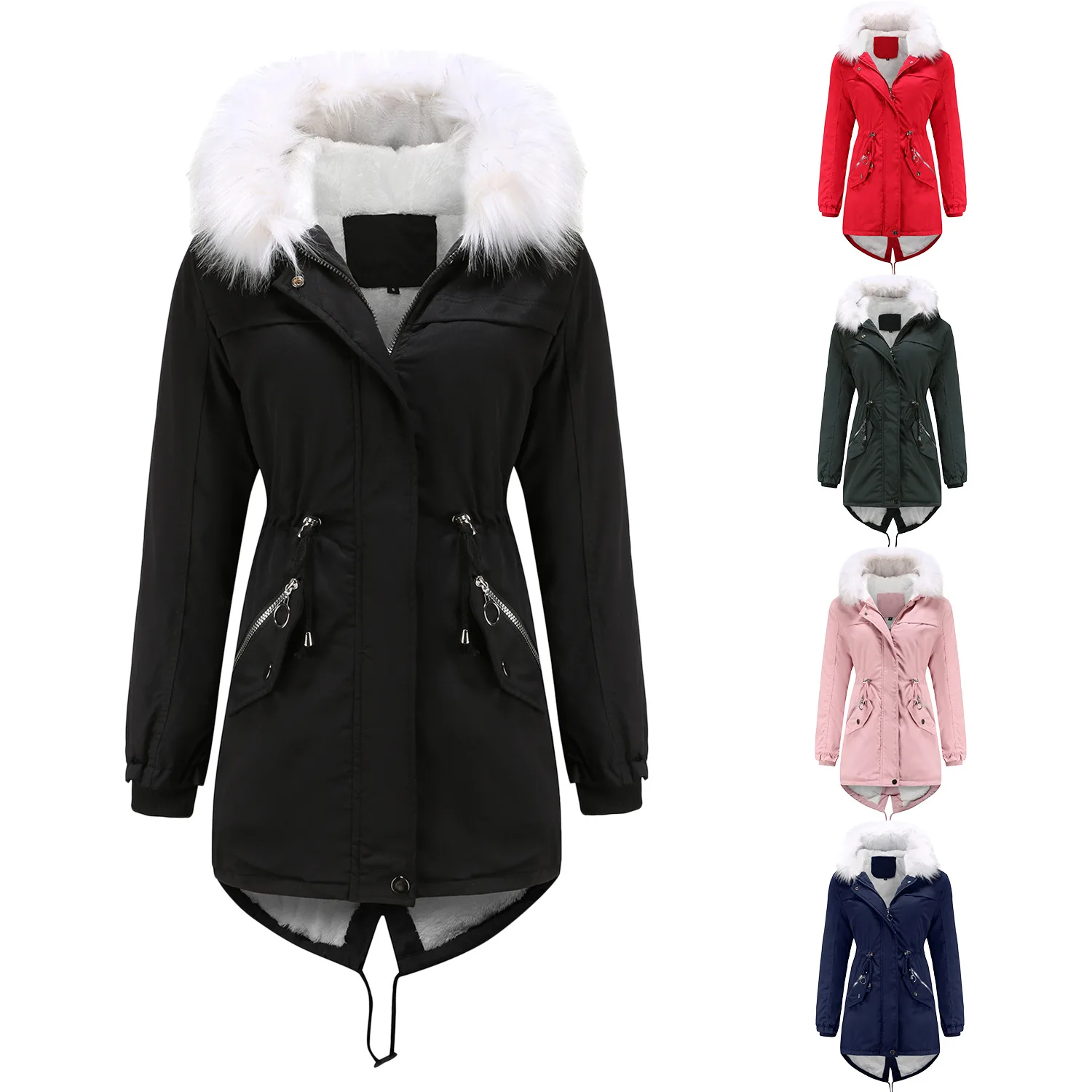 Fur Parka Women Long Coats With Fur Hoods