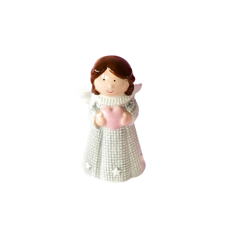 Fairy Angel Figure Sculpture Cute Girl Wings Holding Heart And Star Home Desktop Crafts Decoration