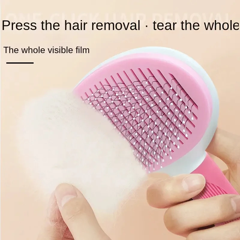 Float Hair Removal Slicker Brush with Automatic Functionality Pet Comb Clean Sanitary Dog Comb Go Floating Hair Massage