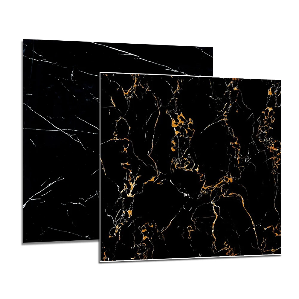 Dark Color Glazed Polished Porcelain Tiles living room luxury glossy Black gold ceramic floor tiles