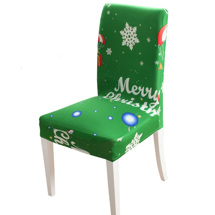 Christmas Printed Spandex Stretch Removable Dining Short Chair Back Covers