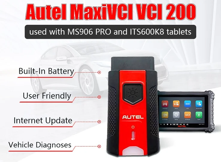 Autel MaxiVCI VCI 200 Used With Tablets MS906 PRO ITS600K8 Interface ABS DPF EPB SAS SRS TPMS Bluetooth