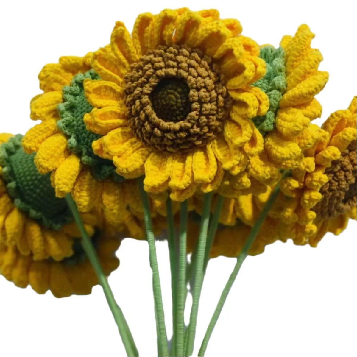 O-C008 Large size Handmade crochet sunflower hook made knit flowers Graduation gift for Students Sunflower Crochet flower Stem