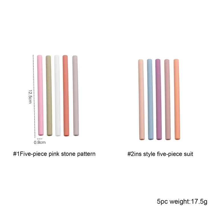 Wholesale Eco-Reusable Custom Colored Drinking Silicone Straw Set