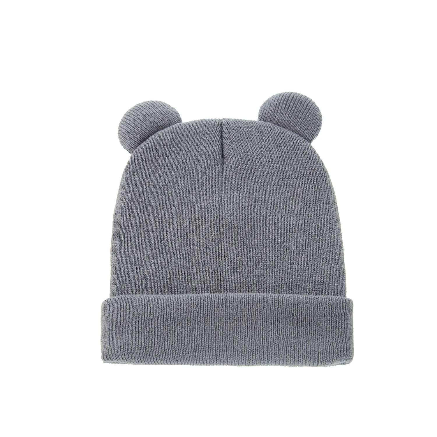 Новая осенне-зимняя однотонная эластичная детская вязаная шапка с медвежьими ушками теплая детская шапка детские шапки и кепки