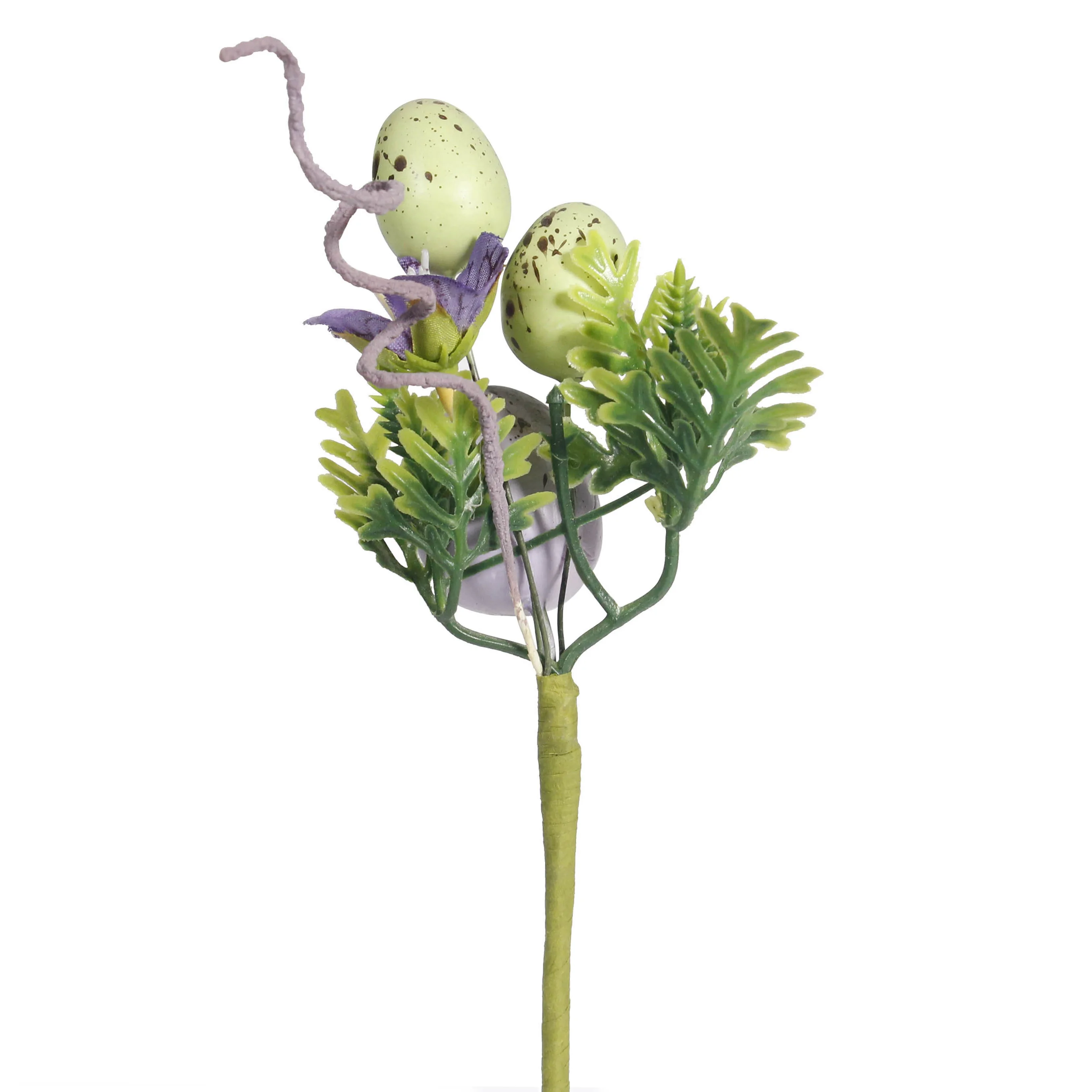 Easter Artificial Bouquet Branches Realistic Fern Leaf Tree Twig with Easter Colorful Eggs DIY Flower Arrangement