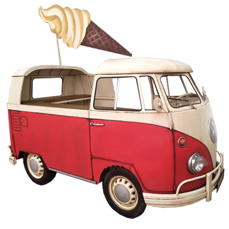 Handmade Custom Large Iron Bus Sightseeing Car Sculpture for Decoration