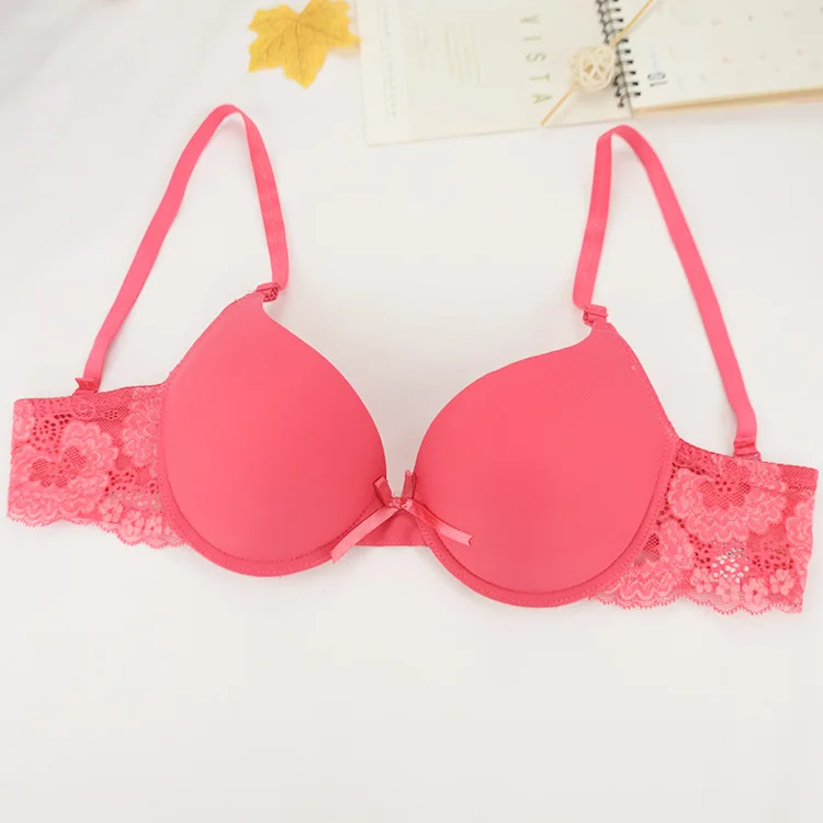 In stock wholesale microfiber fabric with lace bra colorful bra plus size sexy bra