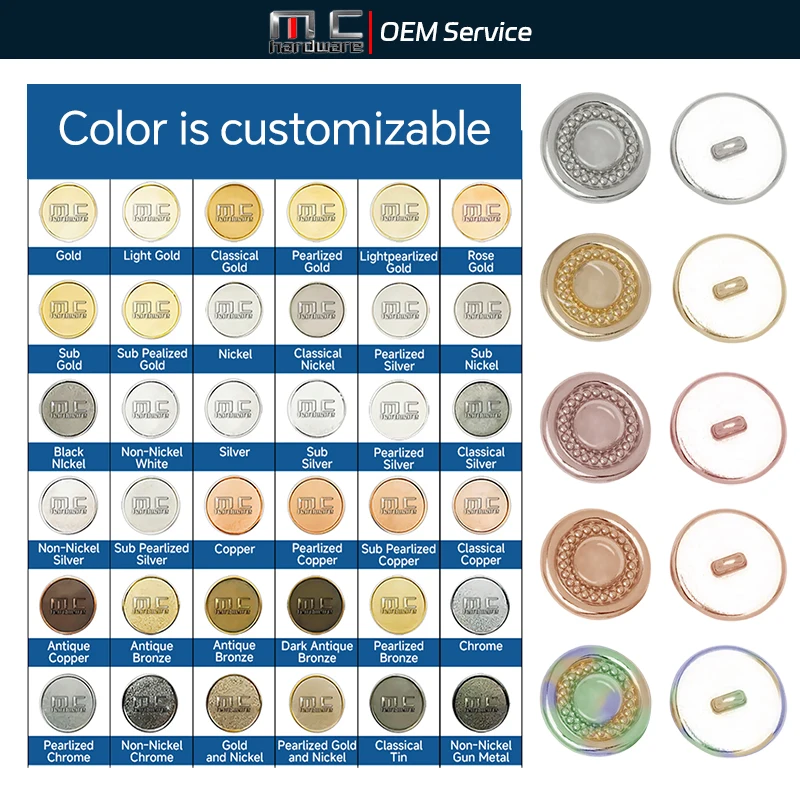 OEM Custom Simple Luxury Multi Size Metal Custom Button Zinc Alloy Shank Buttons Coats Button for Women